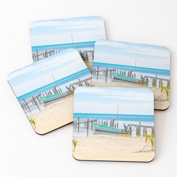 Item preview, A boat at a pier on Caye Caulker in Belize designed and sold by MichielTon.