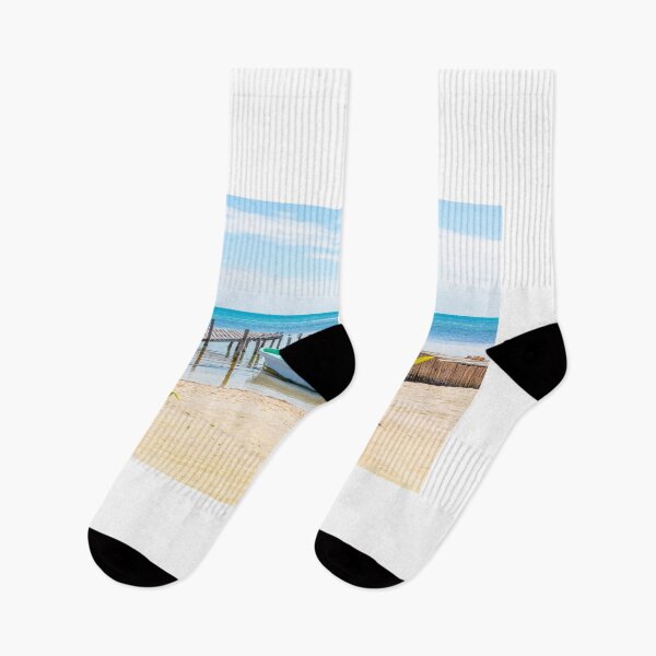 Item preview, A boat at a pier on Caye Caulker in Belize designed and sold by MichielTon.