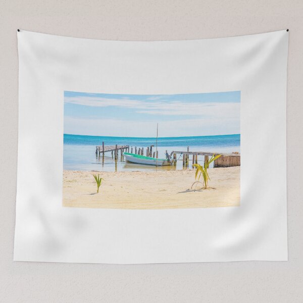 Item preview, A boat at a pier on Caye Caulker in Belize designed and sold by MichielTon.