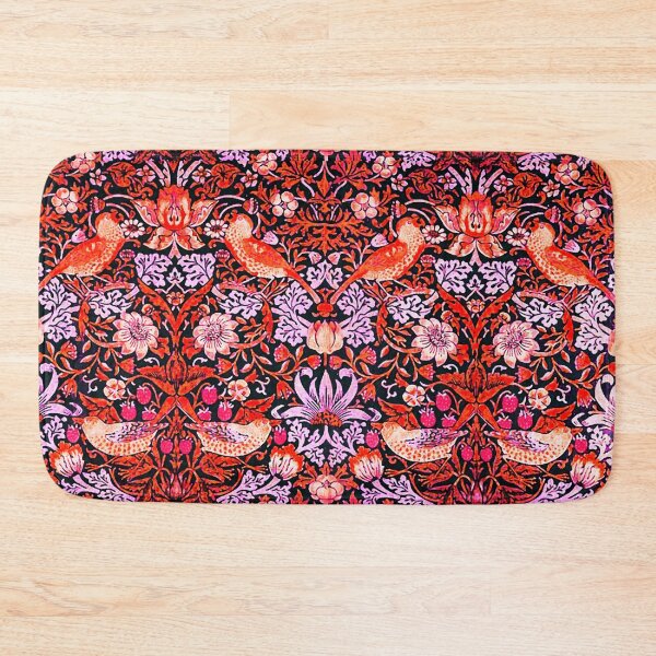Item preview, STRAWBERRY THIEF Birds Flowers,Strawberries Art Nouveau Red Black White Floral designed and sold by BulganLumini.