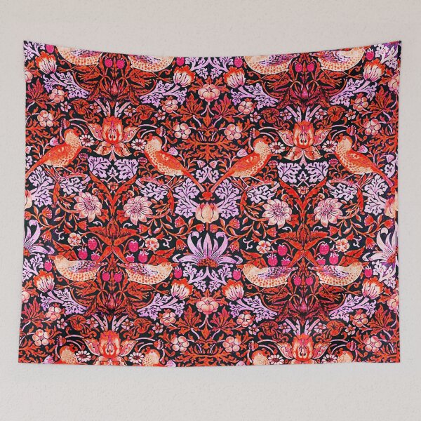 Item preview, STRAWBERRY THIEF Birds Flowers,Strawberries Art Nouveau Red Black White Floral designed and sold by BulganLumini.