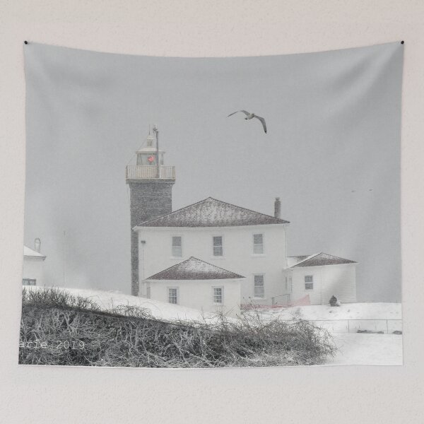 Item preview,  Watch Hill lighthouse in the snow designed and sold by Maureen Zaharie.