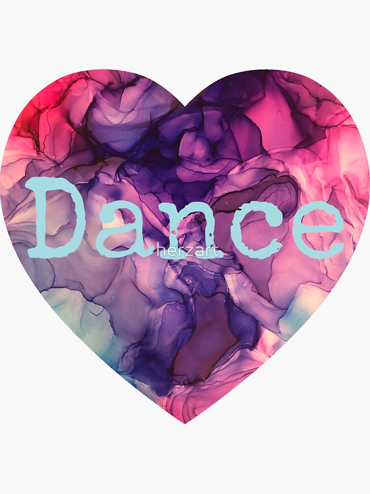 Thumbnail 3 of 3, Sticker, Love Dance purple pink and blue alcohol Ink abstract heart designed and sold by herzart.
