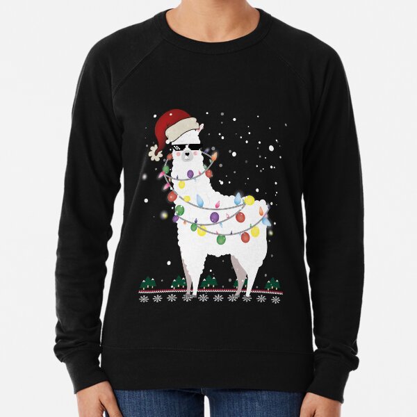 Christmas Llama - Alpaca Christmas Tree Lightweight Sweatshirt