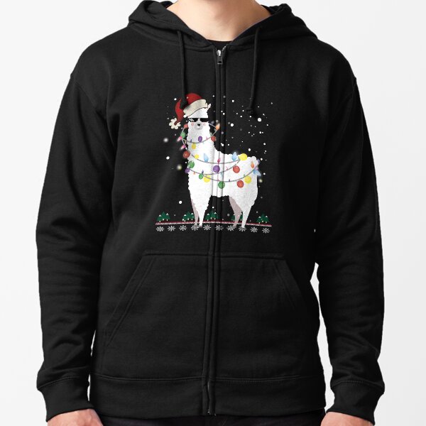 Christmas Llama - Alpaca Christmas Tree Zipped Hoodie