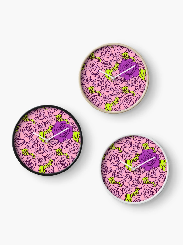 Thumbnail 3 of 4, Clock, Spring Roses designed and sold by FurtiveFerret.