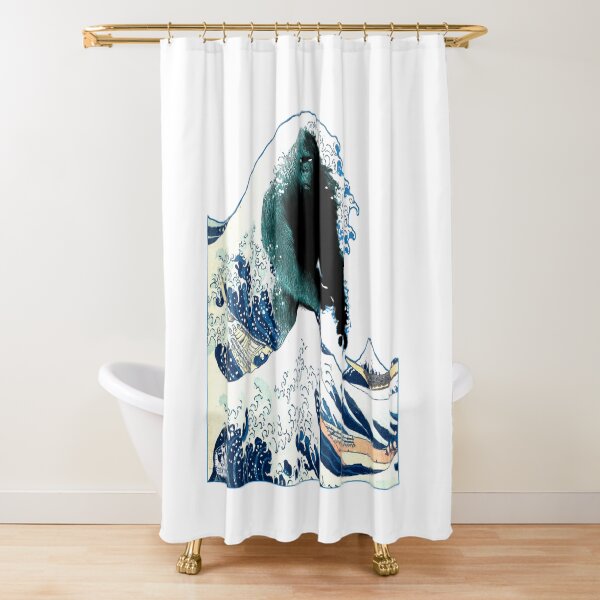 The Great Bigfoot Wave Sasquatch Classic Art Painting Ocean T-Shirt Shower Curtain