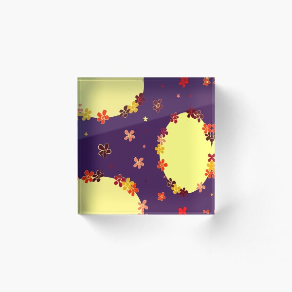 Item preview, Vintage yellow flowers chain on dark purple designed and sold by Yamy Morrell Art and Design.