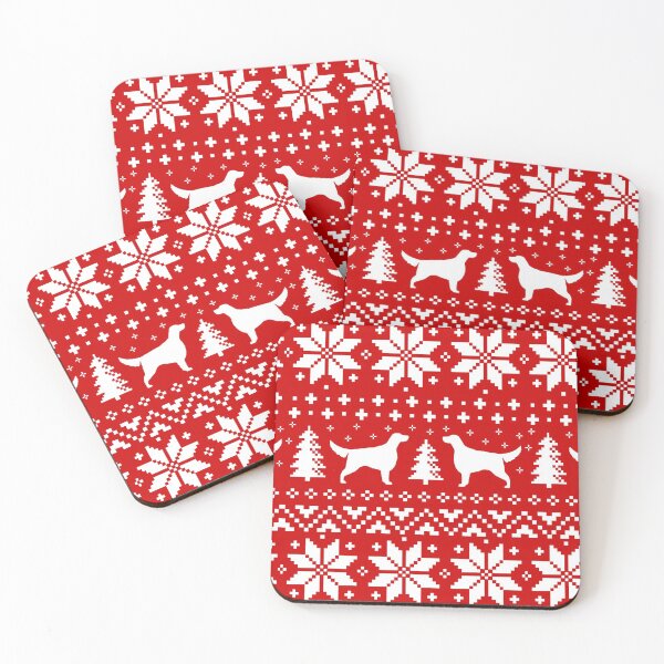 Item preview, Irish Setter Silhouettes Red and White Christmas Holiday Pattern designed and sold by Jenn Inashvili.