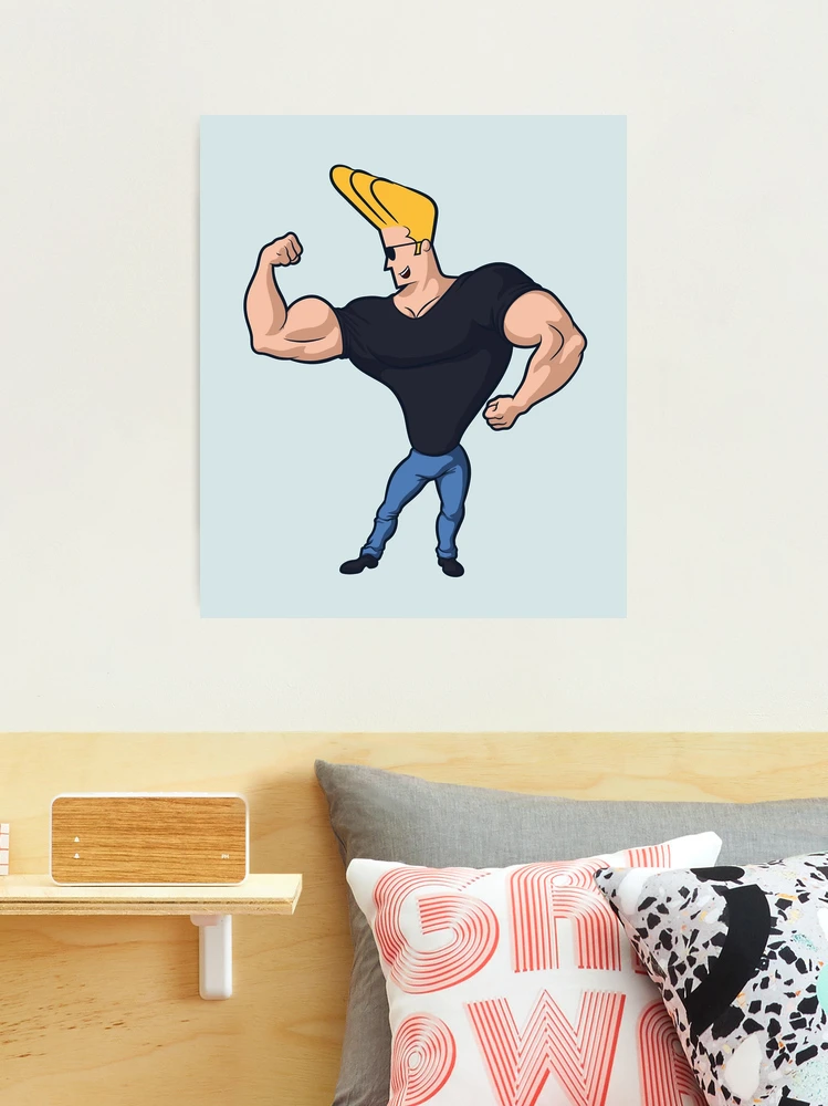 Johnny Bravo Cartoon Muscle, 4'' X 4'' Round Decorative Magnet