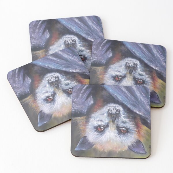 Batzilla - Serious Bat by Herminia Mesquita Coasters (Set of 4)