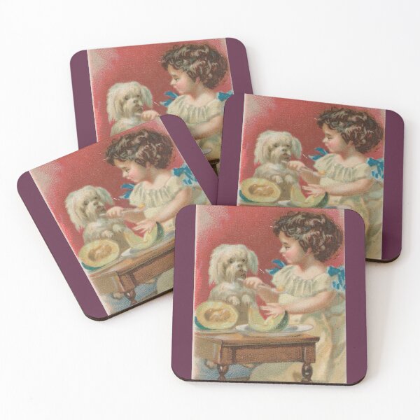 Item preview, Baby girl feeds puppy cantaloupe 1800's art  designed and sold by Love30smovies.