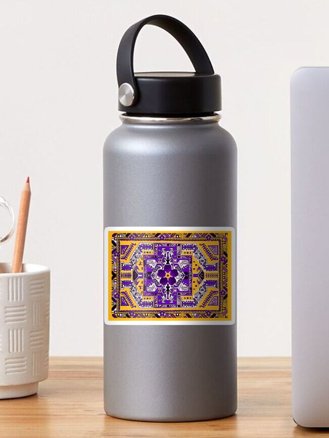 Thumbnail 1 of 3, Sticker, Forget me not flower with Armenian folk art designed and sold by doniainart.