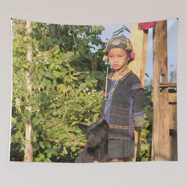 Item preview, Portrait of Akha Child with dog designed and sold by worldways.