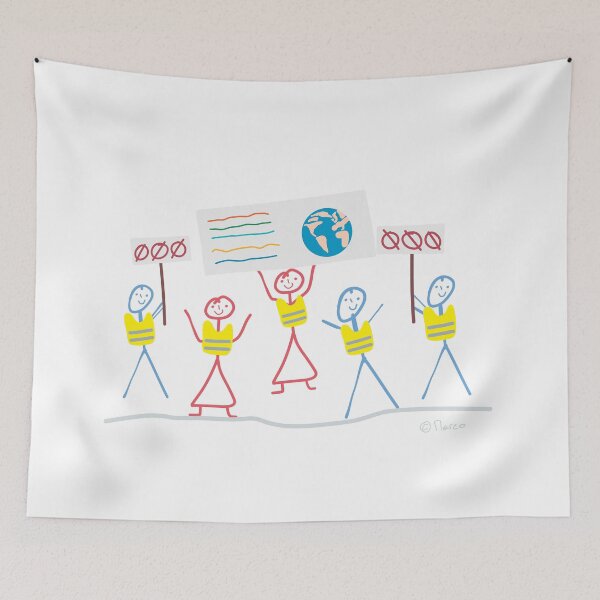 Item preview, Demonstration Stick Figure Demo Yellow Vests Climate Environment Woman designed and sold by KlareLinie.