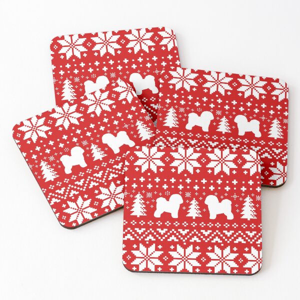 Item preview, Bichon Frise Silhouettes Christmas Sweater Pattern designed and sold by Jenn Inashvili.