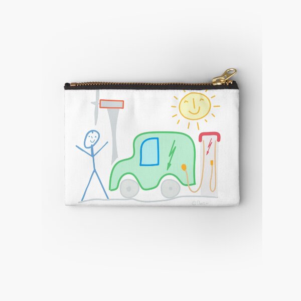 Item preview, E-car stick figure man pinwheel charging station sun mobile climate nature designed and sold by KlareLinie.
