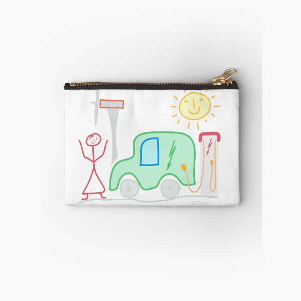 Item preview, E-car stick figure woman pinwheel charging station sun mobile climate nature designed and sold by KlareLinie.