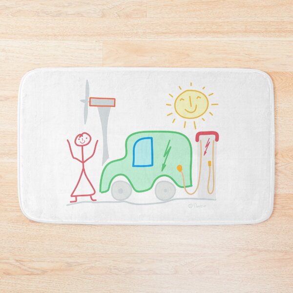 Item preview, E-car stick figure woman pinwheel charging station sun mobile climate nature designed and sold by KlareLinie.