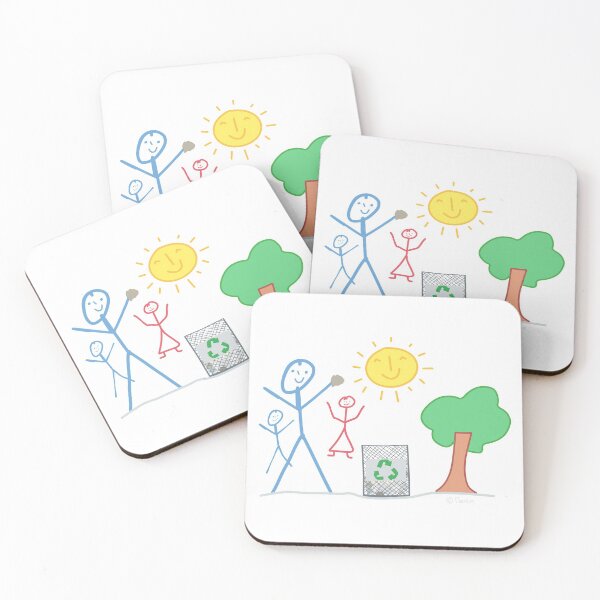 Item preview, Stick figure Recycling Dad Children Nature Climate Sun Mobile Nature Environment designed and sold by KlareLinie.