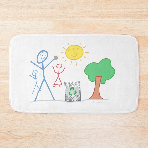 Item preview, Stick figure Recycling Dad Children Nature Climate Sun Mobile Nature Environment designed and sold by KlareLinie.