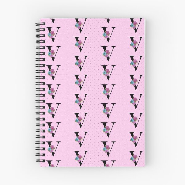 Aperçu de l'œuvre LETTRE MONOGRAMME FLORAL V SUR POINT ROSE créée et vendue par angcreations.