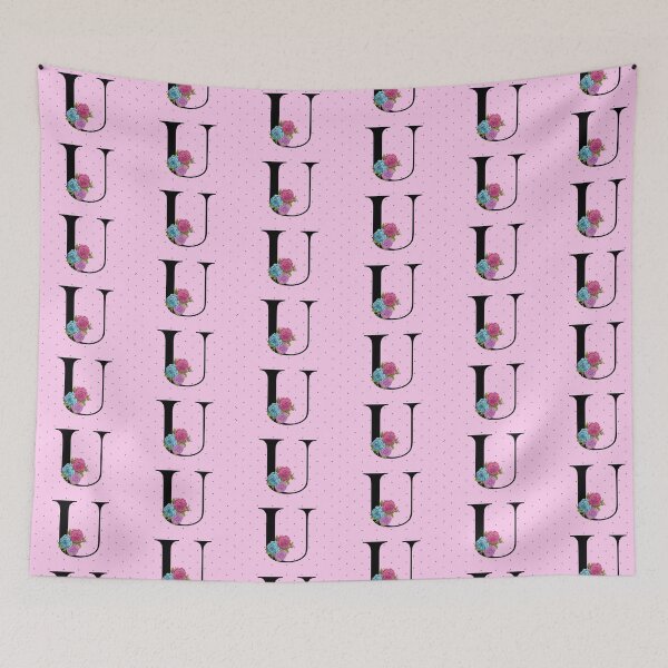 Aperçu de l'œuvre LETTRE MONOGRAMME FLORALE U SUR POINT ROSE créée et vendue par angcreations.