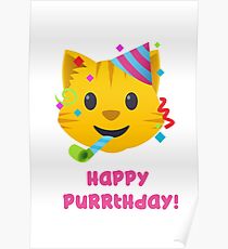 Happy Purrthday - Süße Katze Emoji Poster