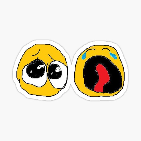 Sobbing Cursed Emoji Sticker for Sale by jenmish