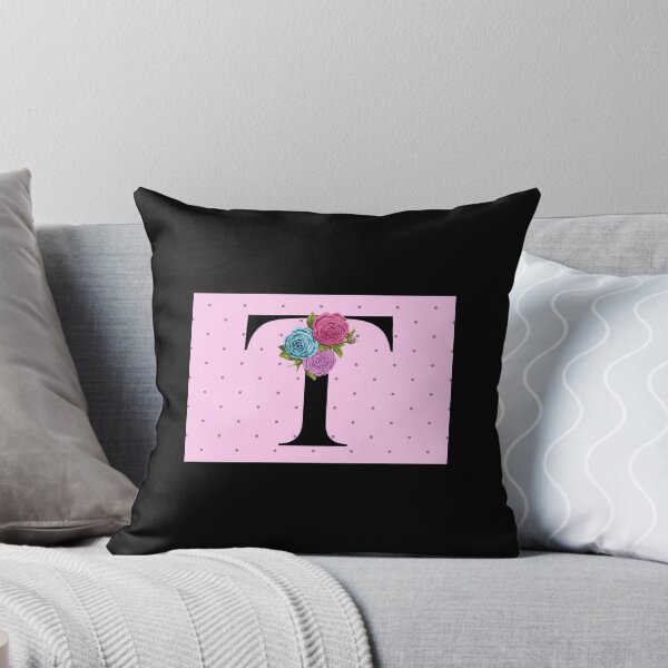 Item preview, FLORAL MONOGRAM LETTER T ON PINK POLKA DOT  designed and sold by angcreations.