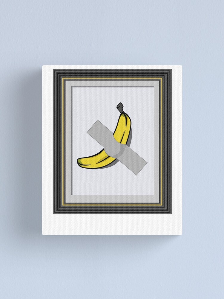 "Banana Duct Taped To Wall Framed" Canvas Print for Sale by