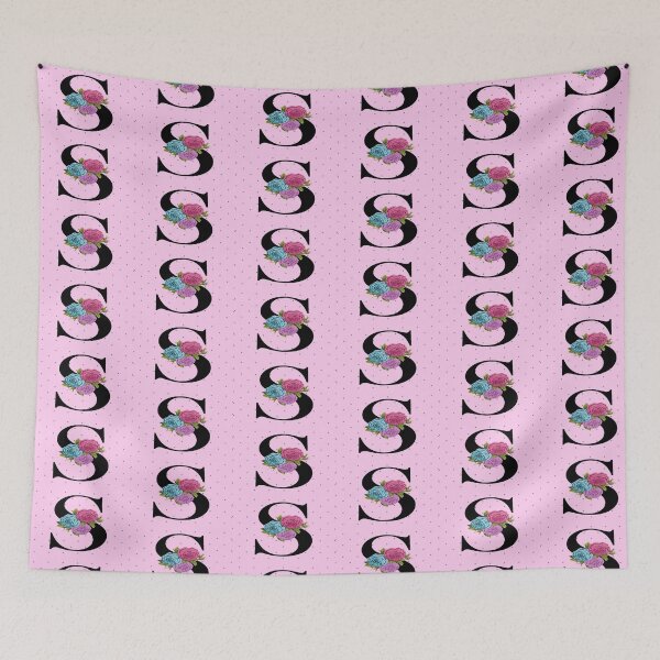 Item preview, FLORAL MONOGRAM LETTER S ON PINK POLKA DOT  designed and sold by angcreations.