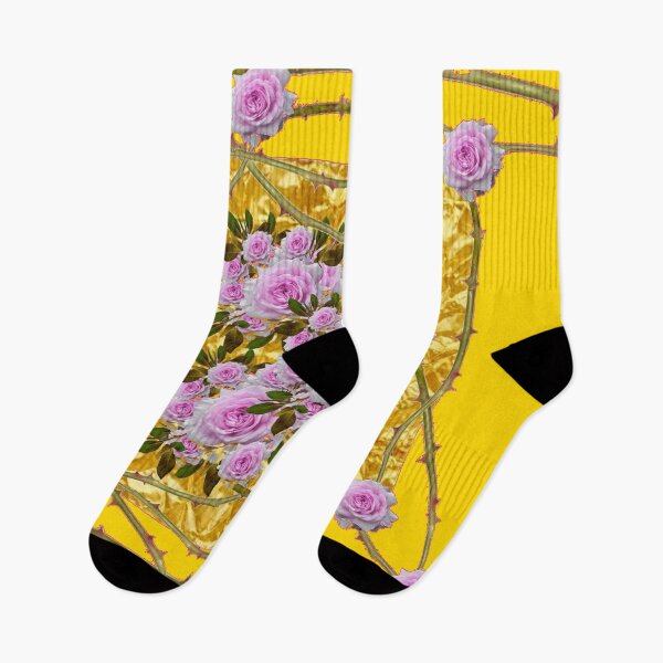 Item preview,   GOLD PINK ROSES & THORNY CANES YELLOW ART  designed and sold by sharlesart.
