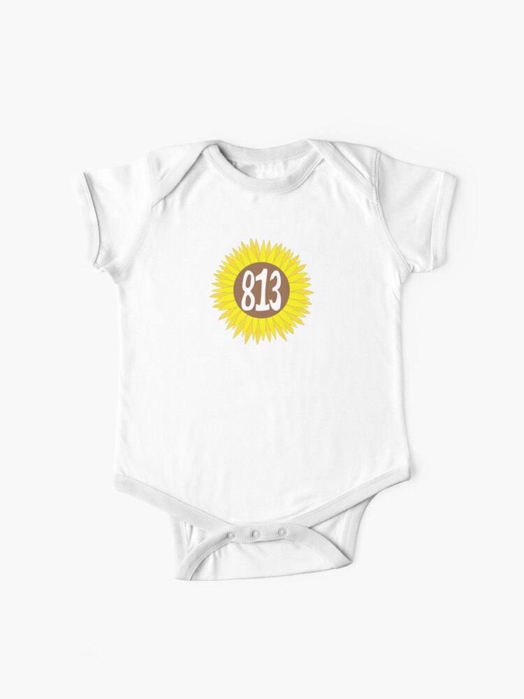 Hand Drawn Florida Sunflower 813 Area Code Baby One Piece By Itsrturn Redbubble
