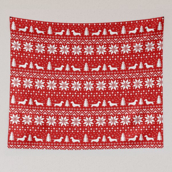 Item preview, Wirehaired Dachshund Dog Silhouettes Christmas Holiday Pattern designed and sold by Jenn Inashvili.
