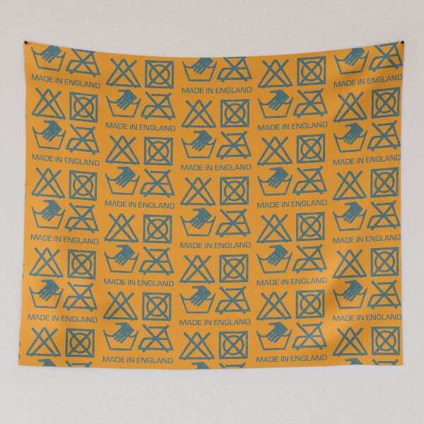 Item preview, Hand Wash Only - Made in England (Blue on Yellow) designed and sold by Mystalope.