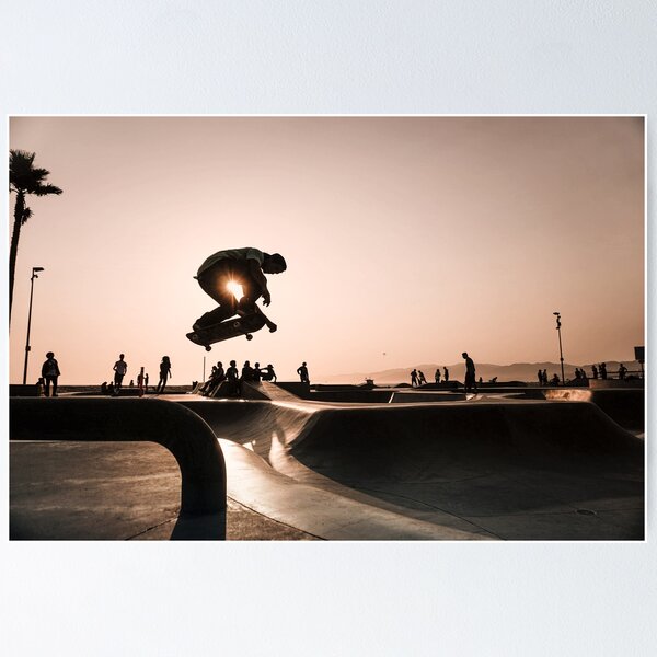 Item preview, Horizontal Skateboarding Print Venice Skatepark Poster Photography Print Venice Beach Dusk designed and sold by MidVillageShop.