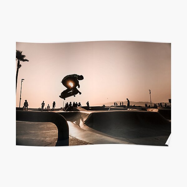 Horizontal Skateboarding Print Venice Skatepark Poster Photography Print Venice Beach Dusk Poster