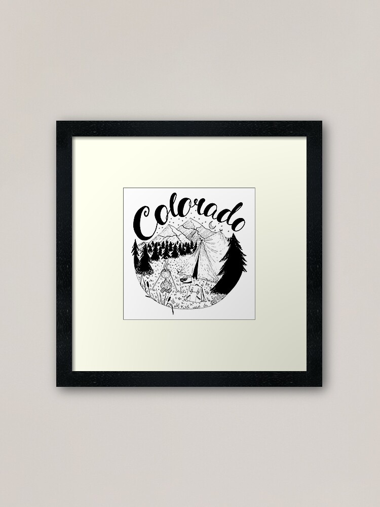 Alternate view of Colorado Mountains Ink Drawing Framed Art Print