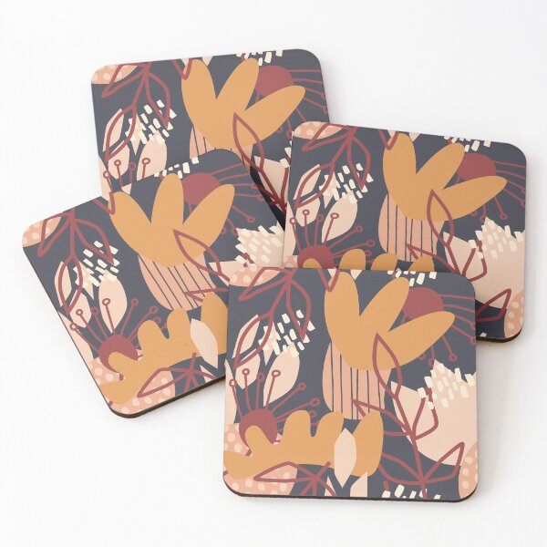 Item preview, Floral abstracto en azul marino + rosa rubor designed and sold by latheandquill.