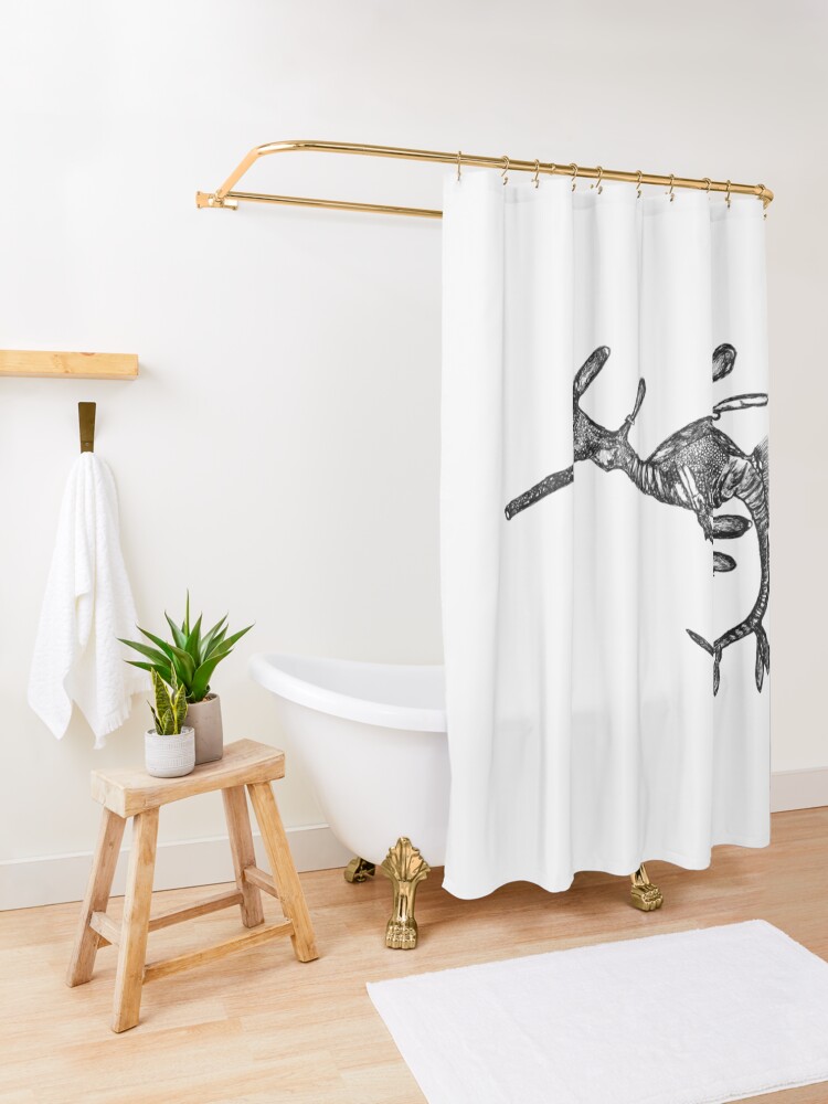 Alternate view of Pee-Jay the Baby Weedy Sea Dragon Shower Curtain