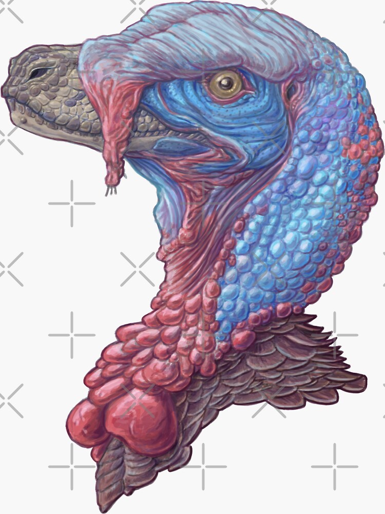Thumbnail 3 of 3, Sticker, Murder Turkey (Velociraptor mongoliensis) designed and sold by coffeeisblack.