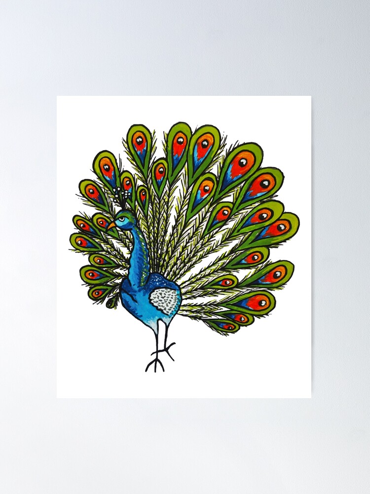 Japanese Peacocks Drawing - CANVAS OR PRINT WALL ART | eBay