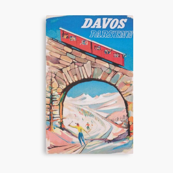 Item preview, Davos Switzerland Vintage Ski Poster designed and sold by vintagevivian.