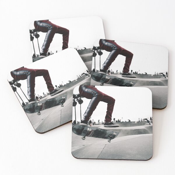 Venice Beach Skatepark Print Skateboarding Poster Skateboarding Print Horizontal Los Angeles Photography Print Coasters (Set of 4)