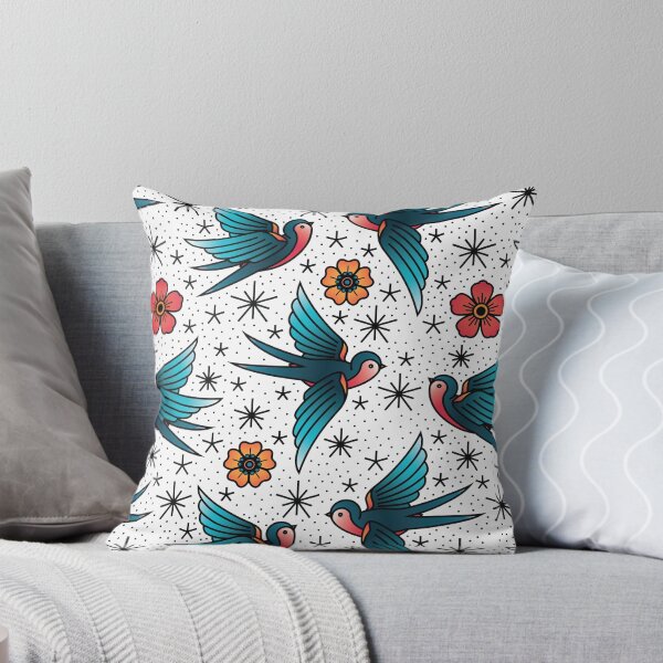 Item preview, Oldschool Tattoo Swallows Seamless Pattern designed and sold by Anna Ivanova.