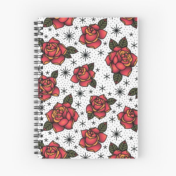 Item preview, Oldschool Roses Tattoo Seamless Pattern designed and sold by Anna Ivanova.