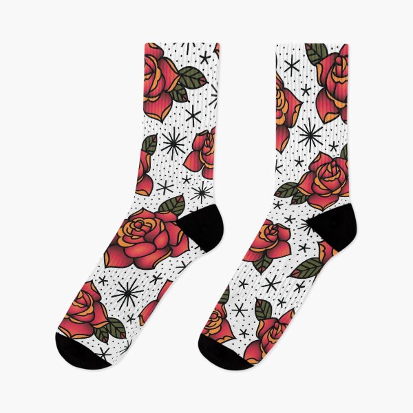 Item preview, Oldschool Roses Tattoo Seamless Pattern designed and sold by Anna Ivanova.