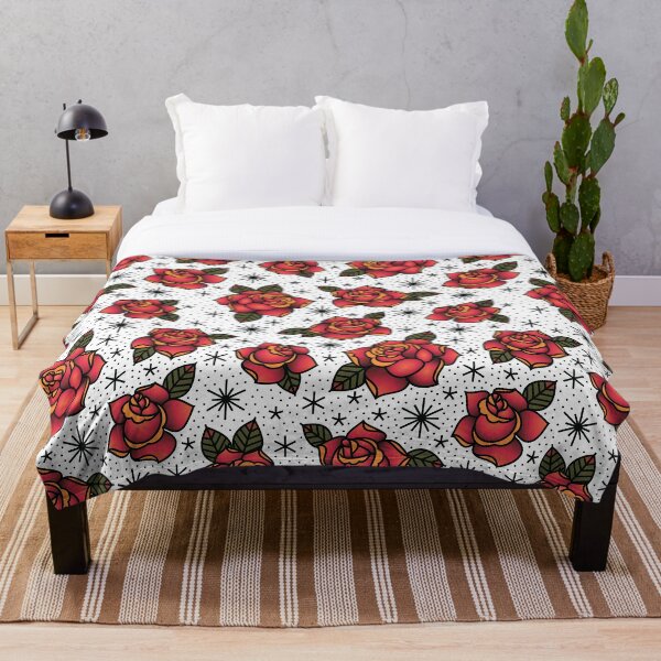 Item preview, Oldschool Roses Tattoo Seamless Pattern designed and sold by Anna Ivanova.