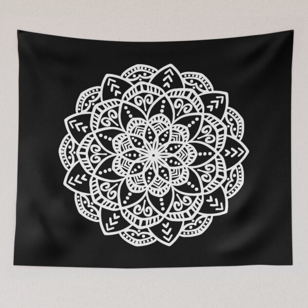 Item preview, Decorative white mandala on black background designed and sold by Jenmag.